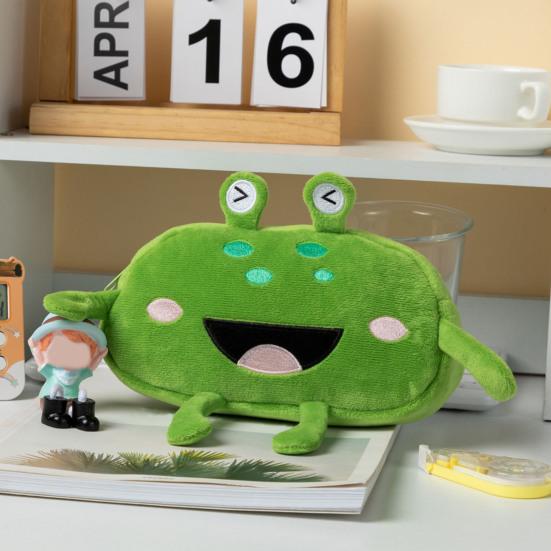Stuffed Frog Pen Case, Funny Frog Pencil Bag, Fluffy Pencil Storage Pouch, Large Capacity Zipper Pen Bag for Boys Girls, Multifunctional Storage Bag