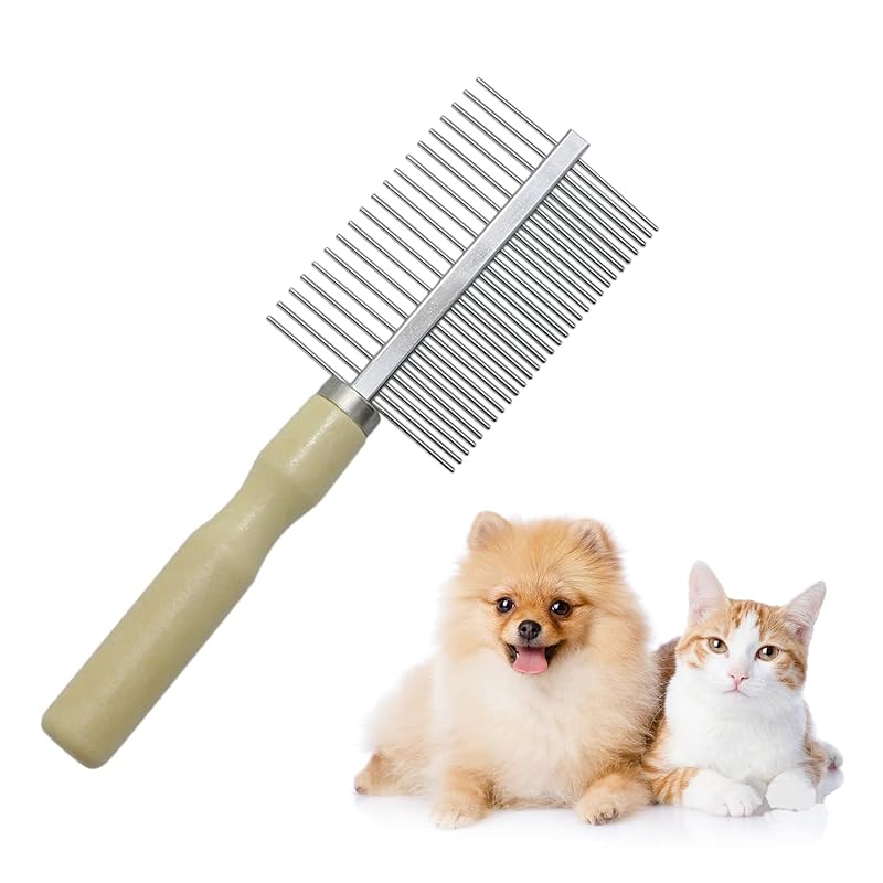 Wooden Handle Grooming Comb for Dogs Cats Pet Double-Sided Teech Comb