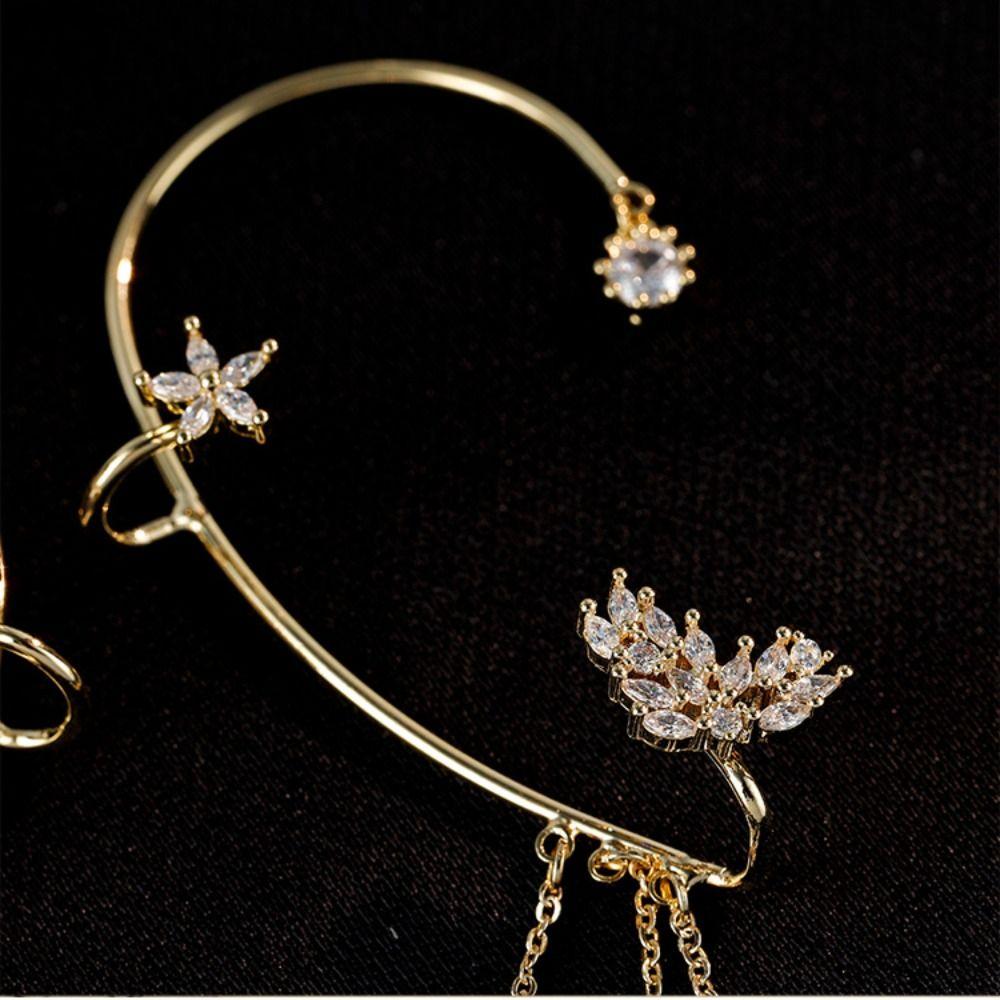 Ear Cuff Tassel Zircon Luxury Ear Bone Clip Girls Earring Korean Style Ear Clip Butterfly Ear Hook