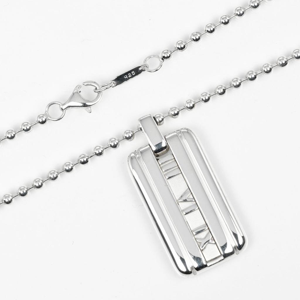 TIFFANY&Co. Atlas Bar Necklace Ball Chain Silver925 19.2g Women Used