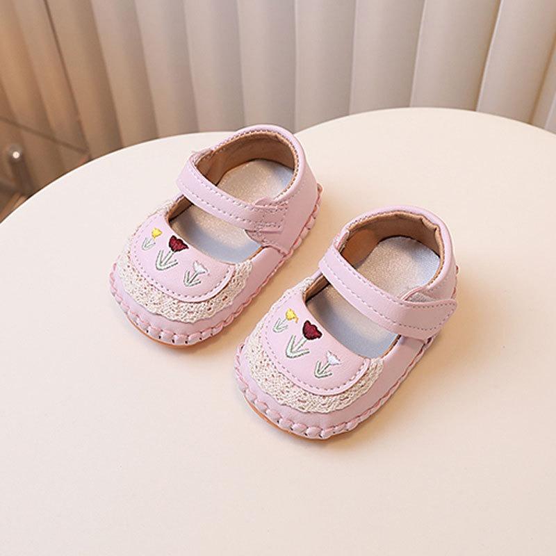 Baby shoes for girls aged 0-1 years, cute princess-style soft-soled shoes for spring and autumn, suitable for 3-6-12 months.