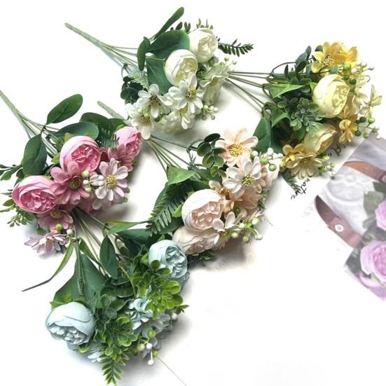 

Yousheng 1 букет искусственных цветов, реалистичные, изысканные, декоративные, свадебные, искусственные пионы, стол, декор, товары для дома синий