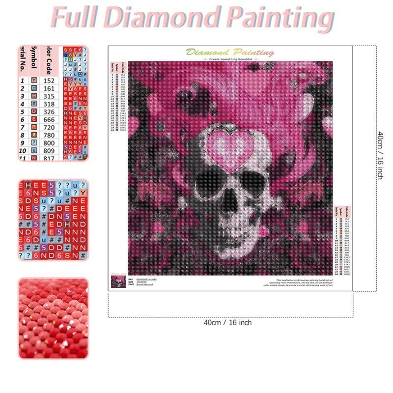 Full Drill Square Diamond Painting Pink skull 5D DIY Diamond Art Mosaic Cross Stitch Halloween Handicraft H