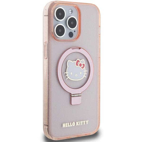 Hello Kitty Hkhmp15Xhrsgep Iphone 15 Pro Max 6.7 Różowy/Pink Hardcase Ring Stand Glitter Electrop Logo Magsafe