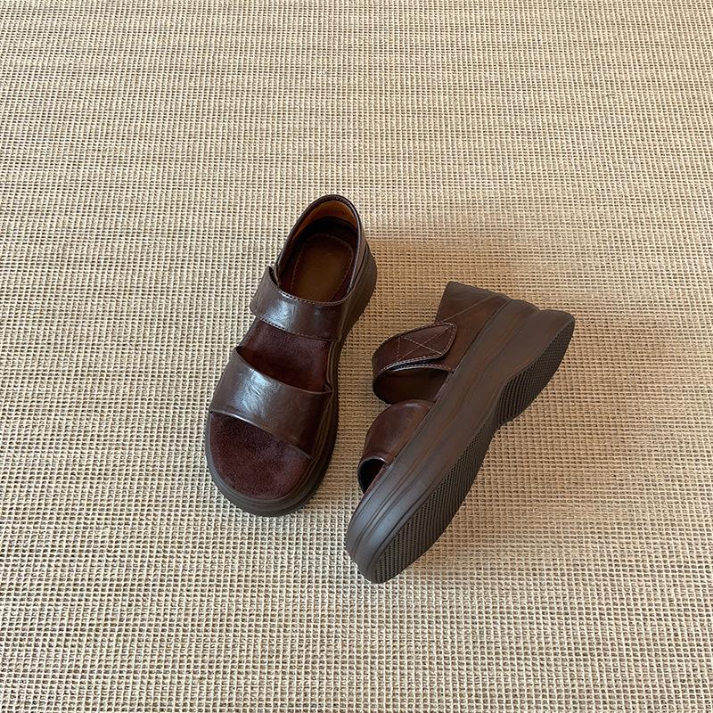 French Retro Bag Heel with Platform Sandals Women's New Summer Flat Bottom Is Easy To Wear, Not Tired, Wear Roman Shoes Outside