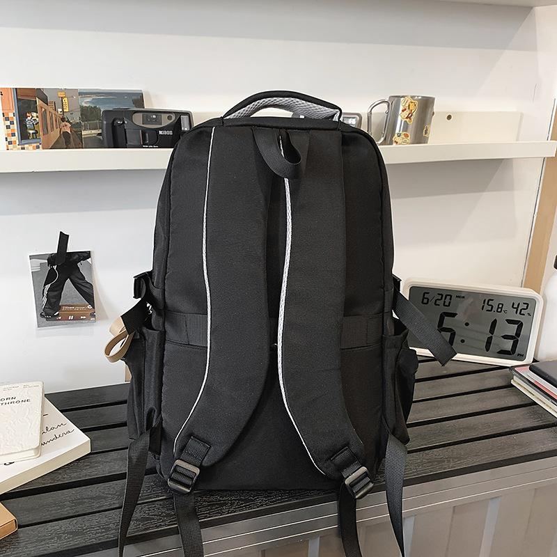 Schoolbag 2025 New Large Capacity Versatile Solid Color Letter Multi-compartment Junior High School Student Schoolbag High Value Lightweight Backpack