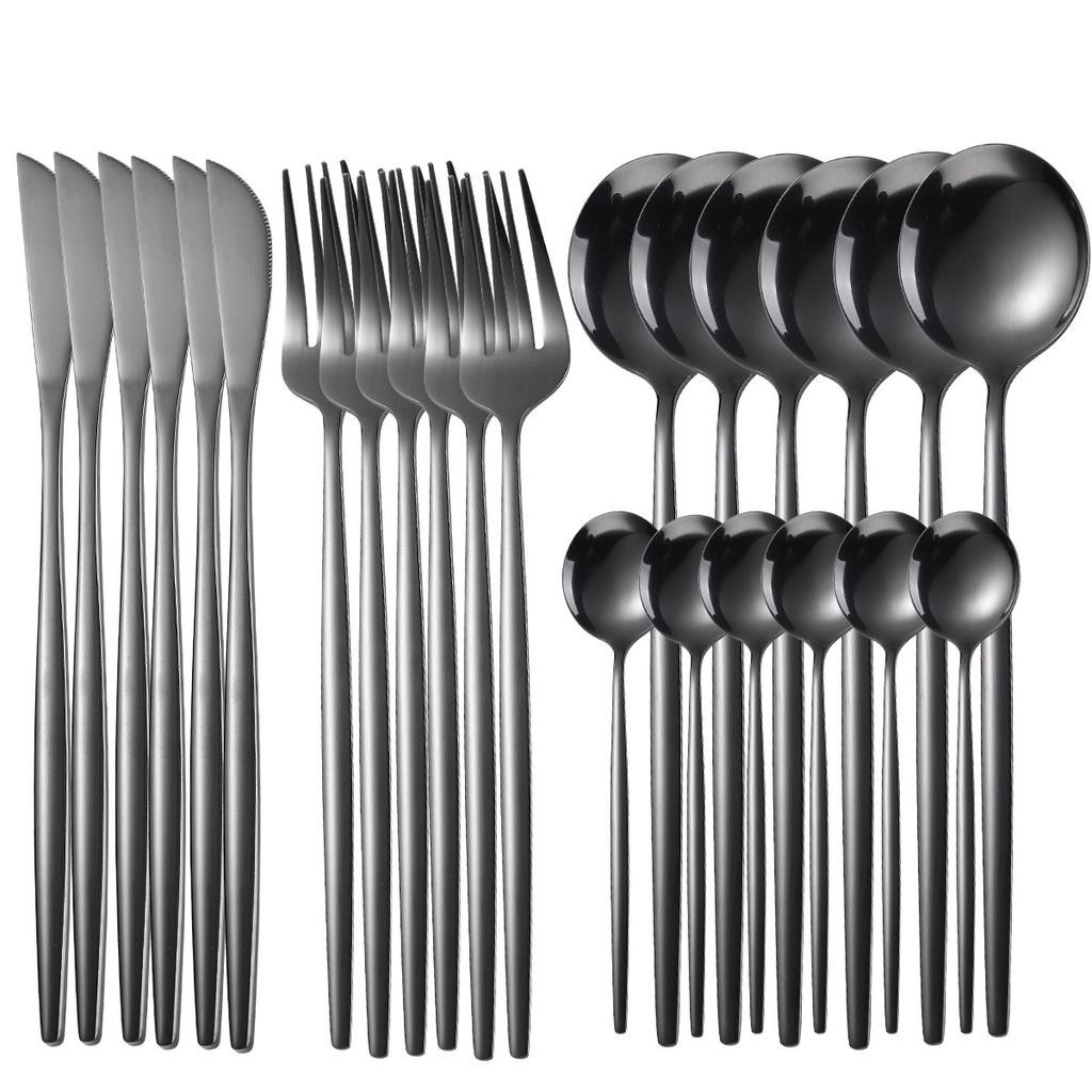 Luxunry 24Pcs Gold Dinnerware Flatware Set Silverware Stainless Steel Dinenr Knife Fork Coffee Spoon Home Tableware Cutlery Set