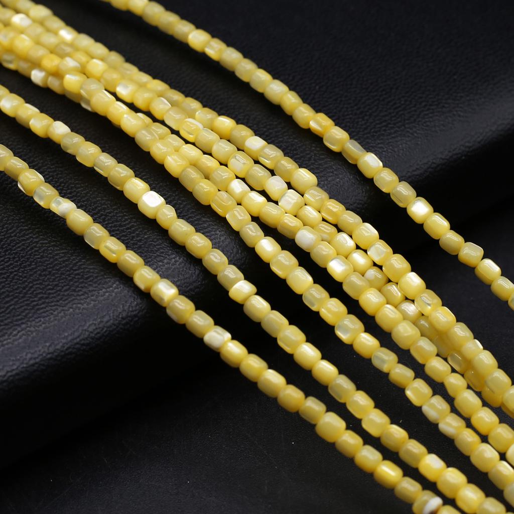 1Strand Natural Freshwater Shell Beads 3.5×3.5mm,Square Coloured Shell Loose Spacer Beads for Jewelry Making DIY Bracelet Accessories Beading 38cm