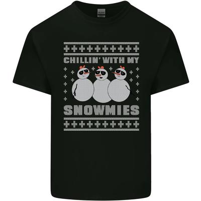 Chillin With My Snowmies Funny Christmas Mens Cotton T-Shirt Tee Top