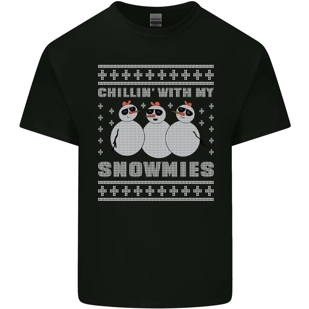 

Chillin With My Snowmies Funny Christmas Mens Cotton T-Shirt Tee Top 4XL