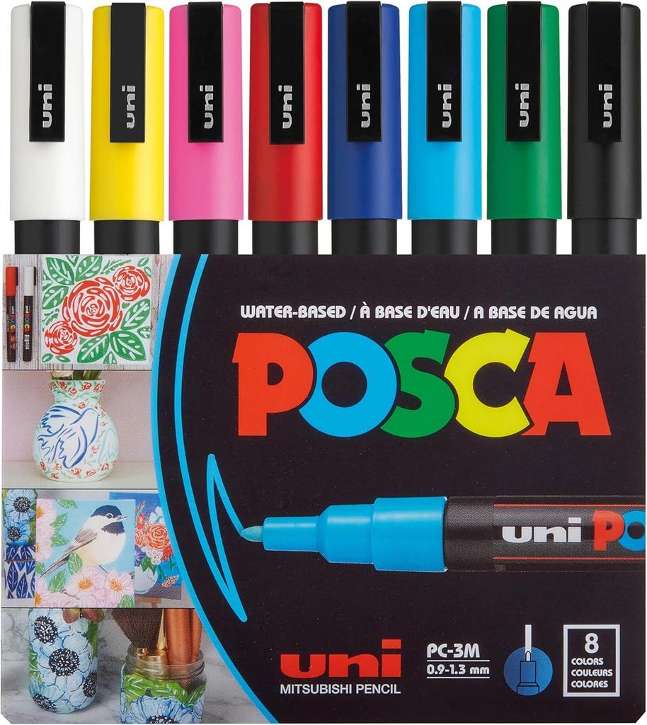 Mitsubishi Pencil Water-based Pen Posca Fine Point Round Core 8 Colors PC3M8C