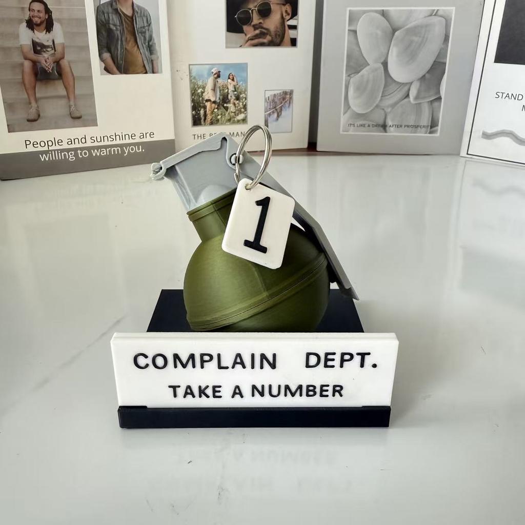 1Pc Complaint Department Hand Grenade Desktop Logo Decorative Resin Ornaments, Suitable for Home Desktop Party Holiday Decorations