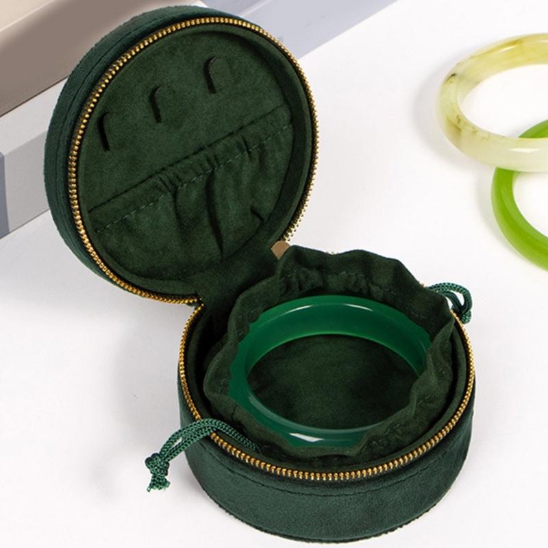 Přenosná vyšívaná sametová krabička na náramky Elegantní pouzdro na šperky pro více náramků Ručně vyráběný úložný kontejner na doplňky