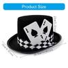 Elegante Cartola para Mulheres Homens Roupa de Festa Padrão de Cartas de Poker Chapéu Alto para Apresentações de Palco e Ocasiões Formais