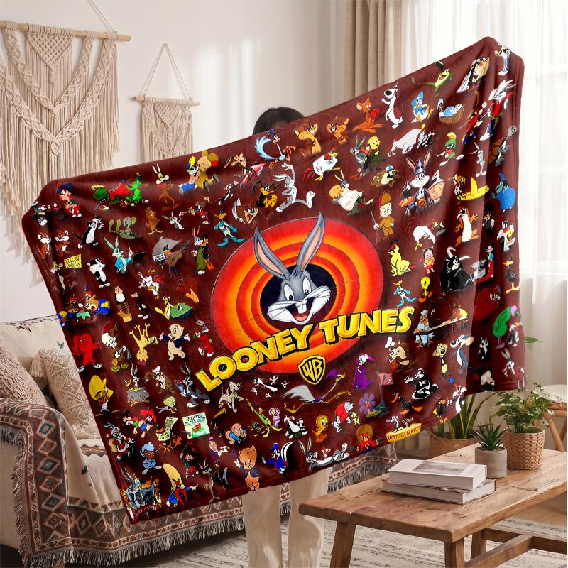 Looney Tunes Printed Flannel Blanket, Skin Friendly Warm Throw for Indoor Couch Bed Daily Use
