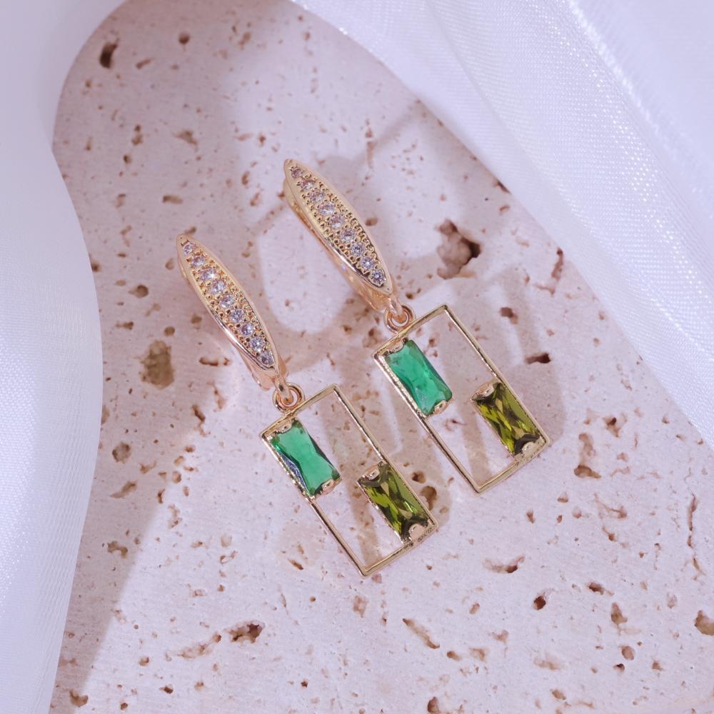 1 Pair Elegant Colorful Hollow Square Dangle Earrings for Women  Zirconia Earring Jewelry Daily Party Accessories