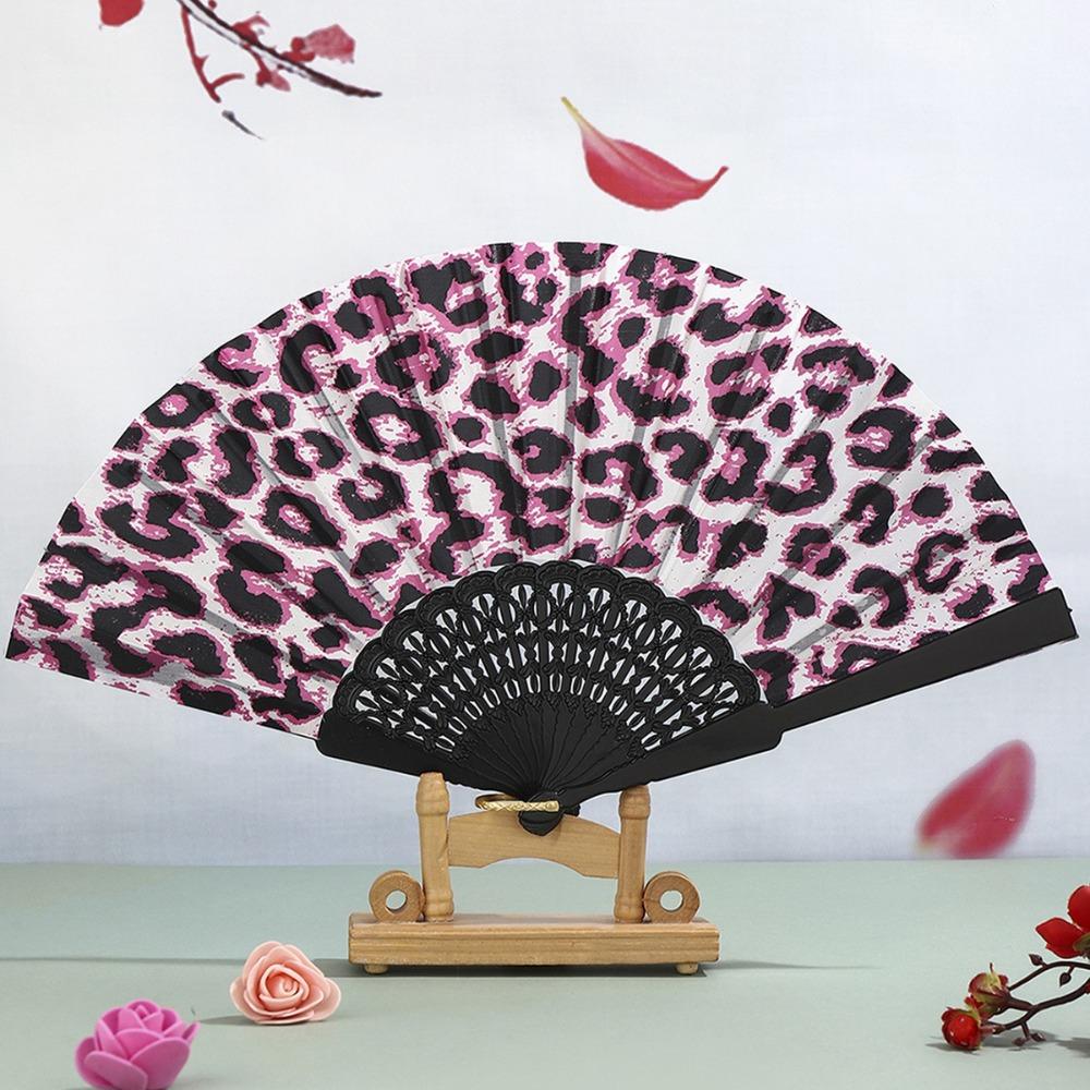 Cloth Hand Fold Fan Leopard Print Dance Fan Portable Performance Fan  Performance Decor