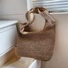 Woven Bag Women's 2025 New Leisure Vacation Seaside Beach Bag Leisure Lazy Fashion Straw Bag Shoulder Bag