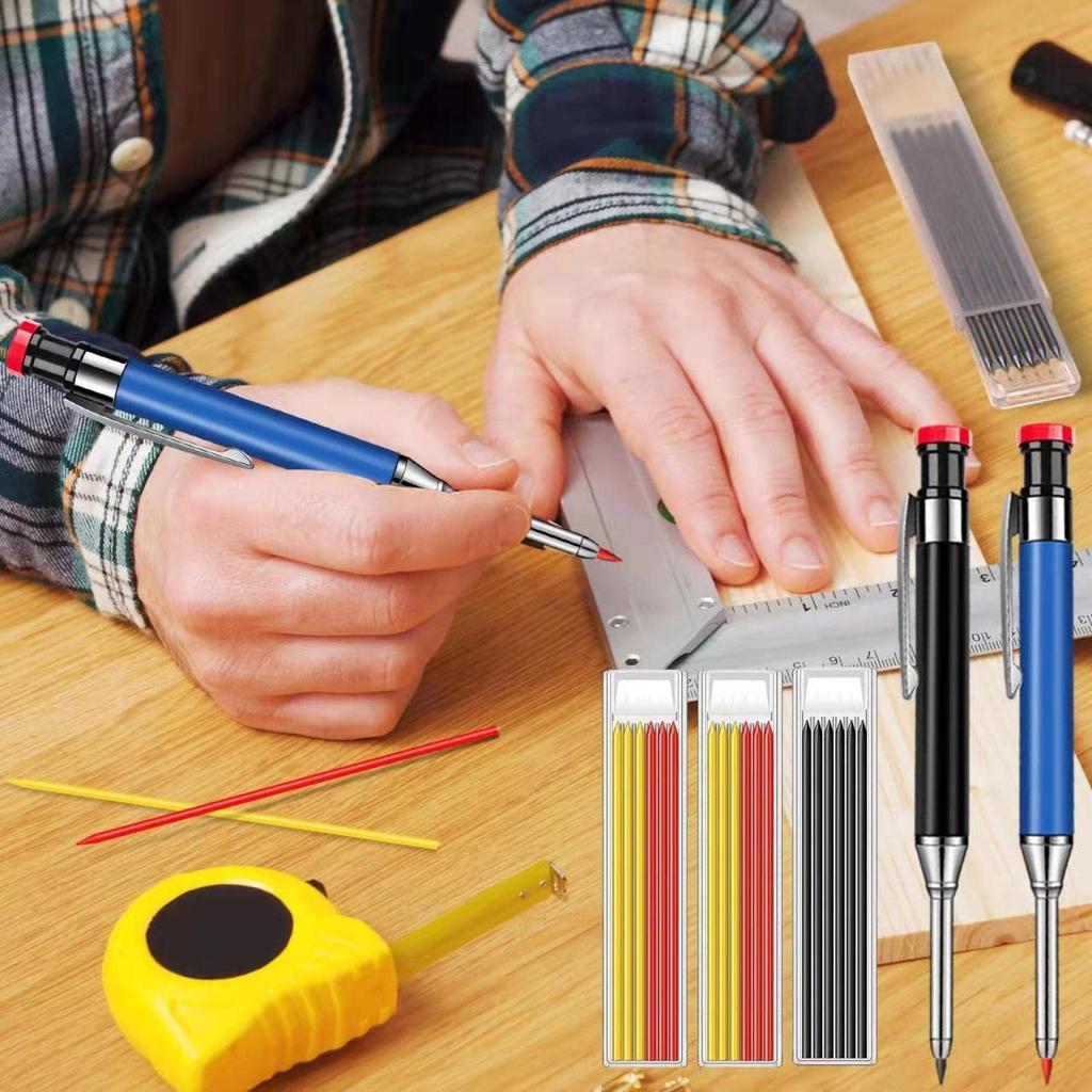 2.8mm Professional Metal Long Head Woodworking Mechanical Pencil or Lead Refills, for Carpenter Marking Engineering Drawing Tool
