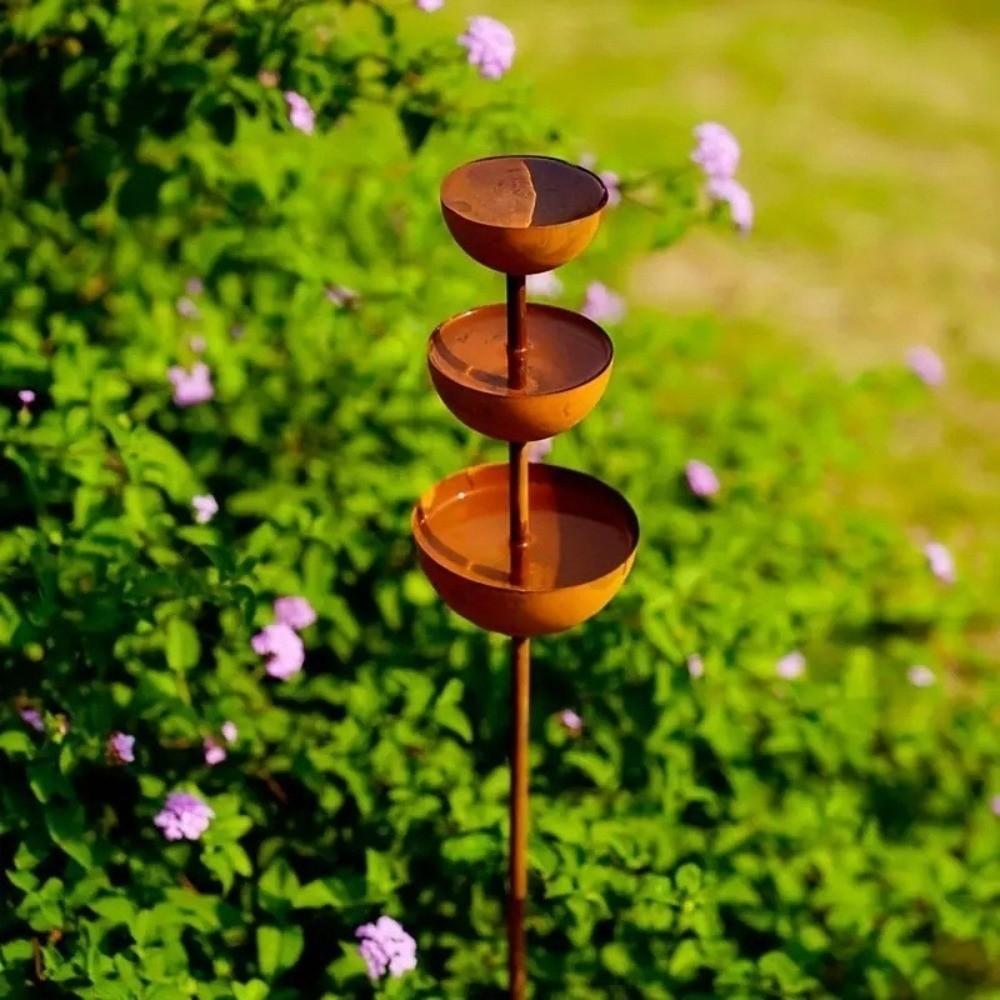 Metal Bird Bath for Outside,3-Tier Metal Rain Catcher Garden Stake, Outdoor Bird Feeder Water Bowl for Yard, Lawn, Patio Decor,Sturdy Ground Stake