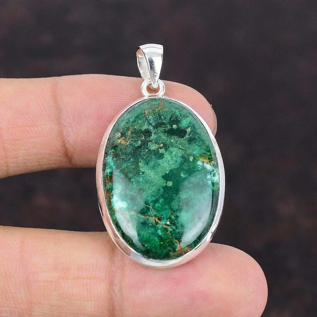 Cuprit Chrysokoll Anhänger Hochwertiger Edelstein Anhänger 925 Sterling Silber Anhänger Handgemacht Ethnischer Schmuck Anhänger als Geschenk Heilstein