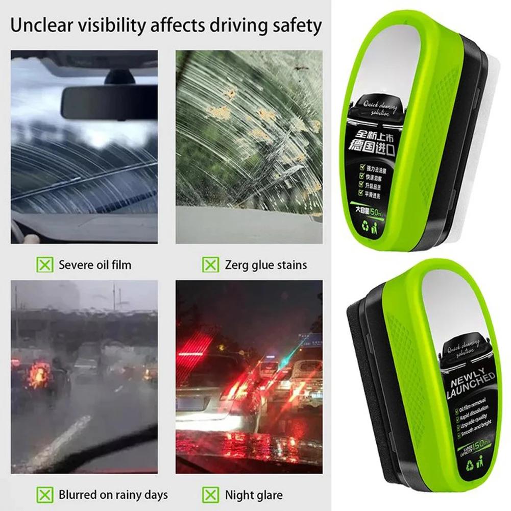 Car Windshield Cleaner Removes Dirt Oil Film Remover Car Glass Sponge Cleaning Brush Powerful Windshield Oil Film Stain Removal