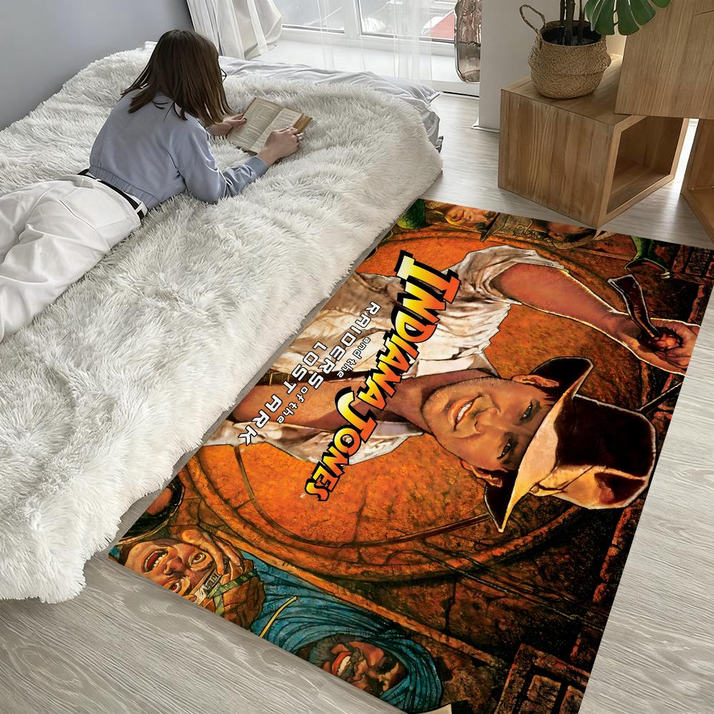 Indiana-Joness Adventure Movie Floor Mat Soft Thickened Absorbent Non-Slip Bedroom Living Room Door Mat Home Decor Flannel Rugs