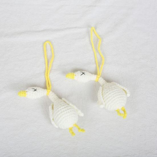 Crochet Goose Hanging Decoration Handmade Knitting White Goose Handbag Backpack Keychain Car Rearview Mirror Hanging Ornament