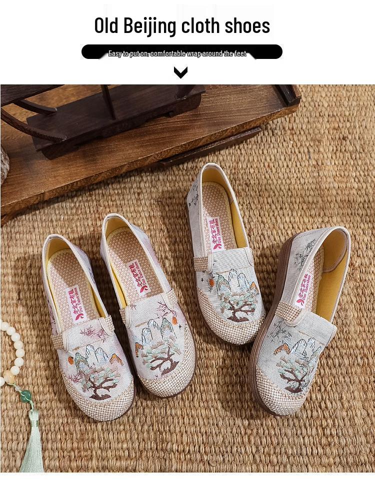 New Style Non-Slip Linen Fisherman Shoes - Comfortable, Soft-Soled Beijing Cloth Shoes for Middle-Aged Women