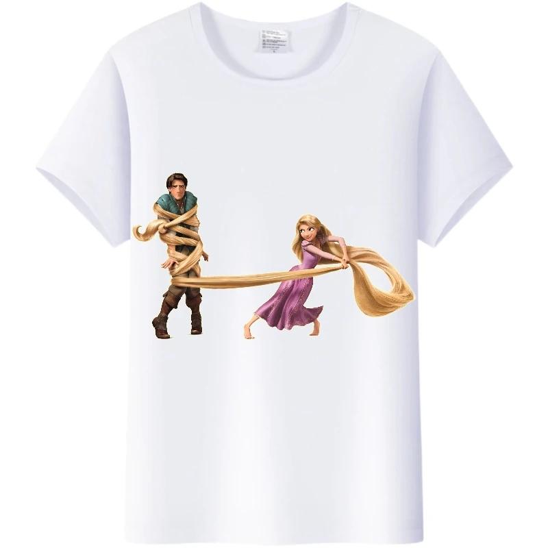 Blusa da Donna Cartone Animato Disney Kawaii Principessa Rapunzel T-shirt Estive Y2k Harajuku Coreane Abbigliamento Oversize Camicie da Ragazza