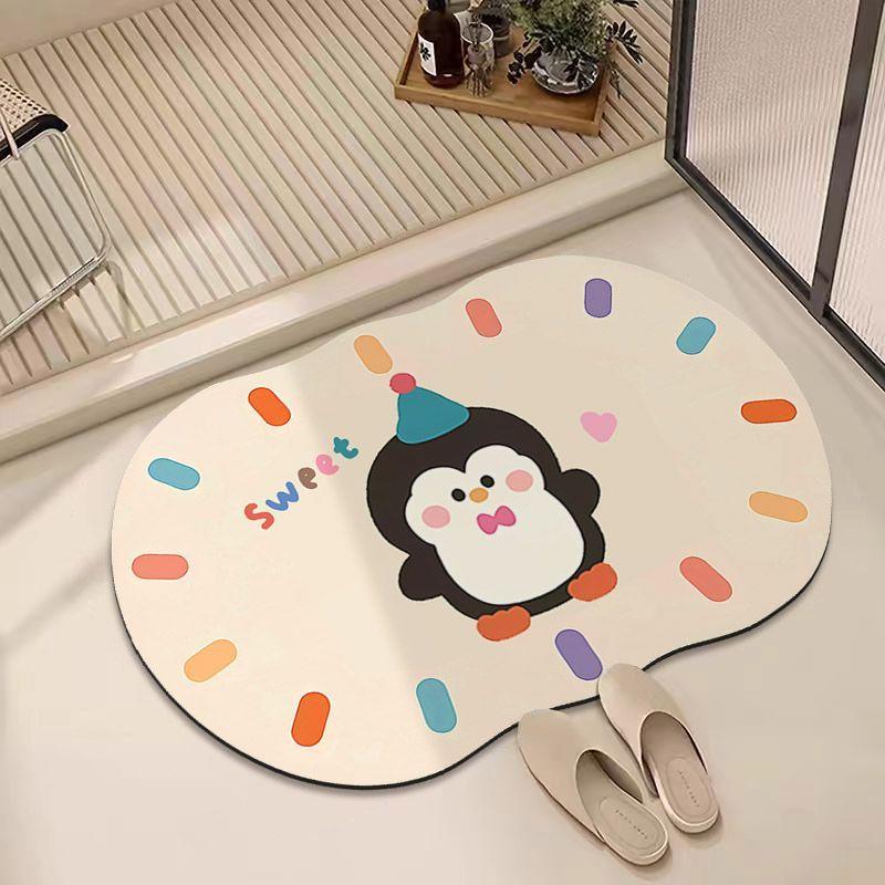 

Cartoon cute bathroom diatom mud water absorption non-slip quick drying bedroom bathroom home interior entrance floor mat carpet 40X60cm 15.7X23.6in