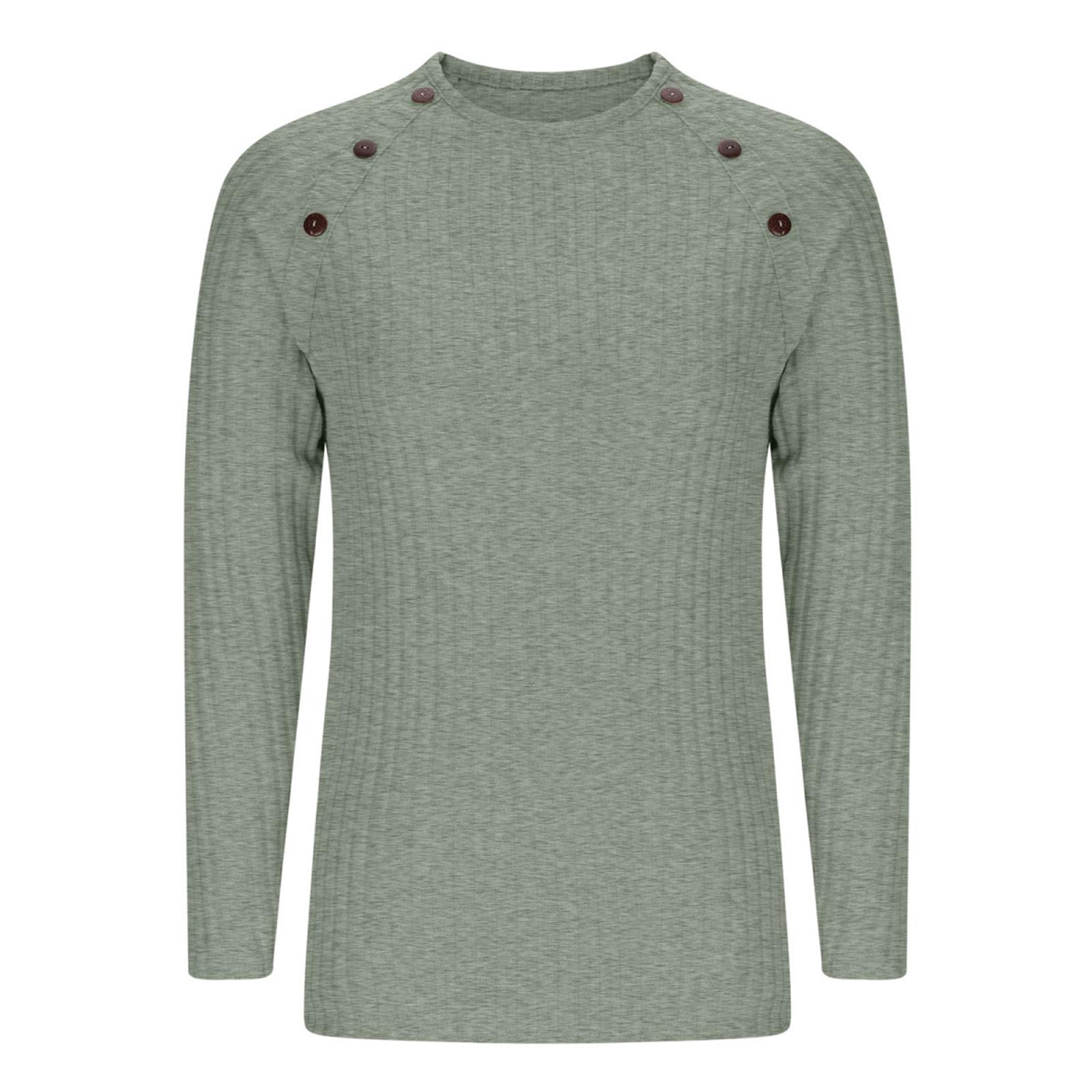 

Ladies Casual And Fashionable Long Sleeved Round Neck Knitted Buckle Solid Color Top S