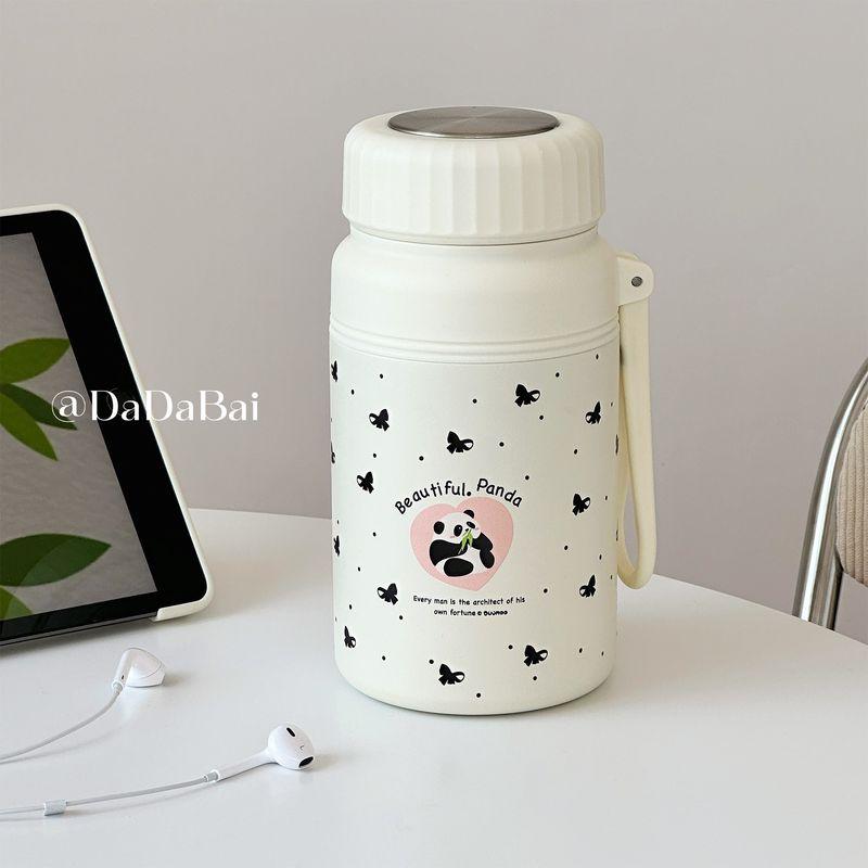

Stainless Steel Water Cup, Large Capacity, Insulated Cup for Women, 2024 New Model, High Aesthetic Value, Tea Brewing Cup for Students, 1L with Handle Xuan Xiaoqing - Bow Tie Panda 1000ml