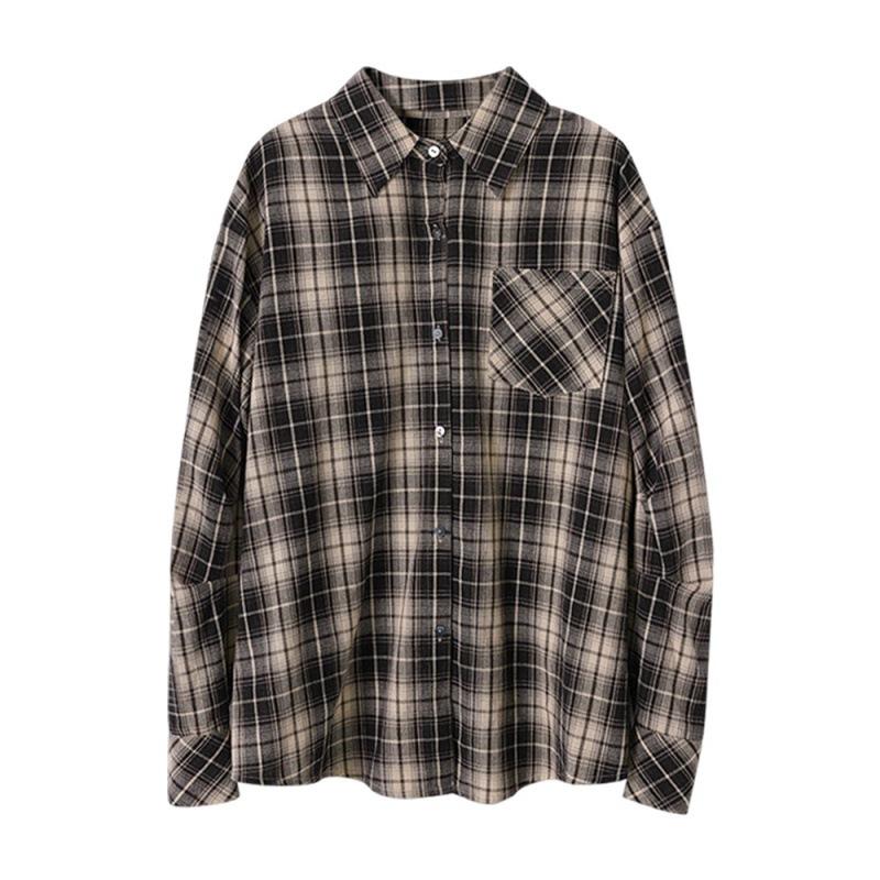 1116 New American Retro Plaid Shirt Jacket Early Autumn Women's Clothing Thin Loose Early Autumn Lazy Style Shirt
