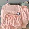 Women's Three-Piece Cotton Pajama Set - Summer, Round Neck, Cute & Comfy Short Sleeve for Home Wear