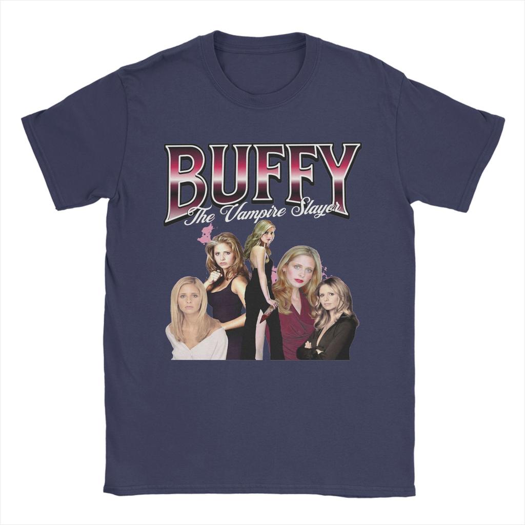 Cool Buffy the Vampires Slayer T-Shirts Men Crewneck Pure Cotton T Shirt TV Show Short Sleeve Tees Plus Size Clothes