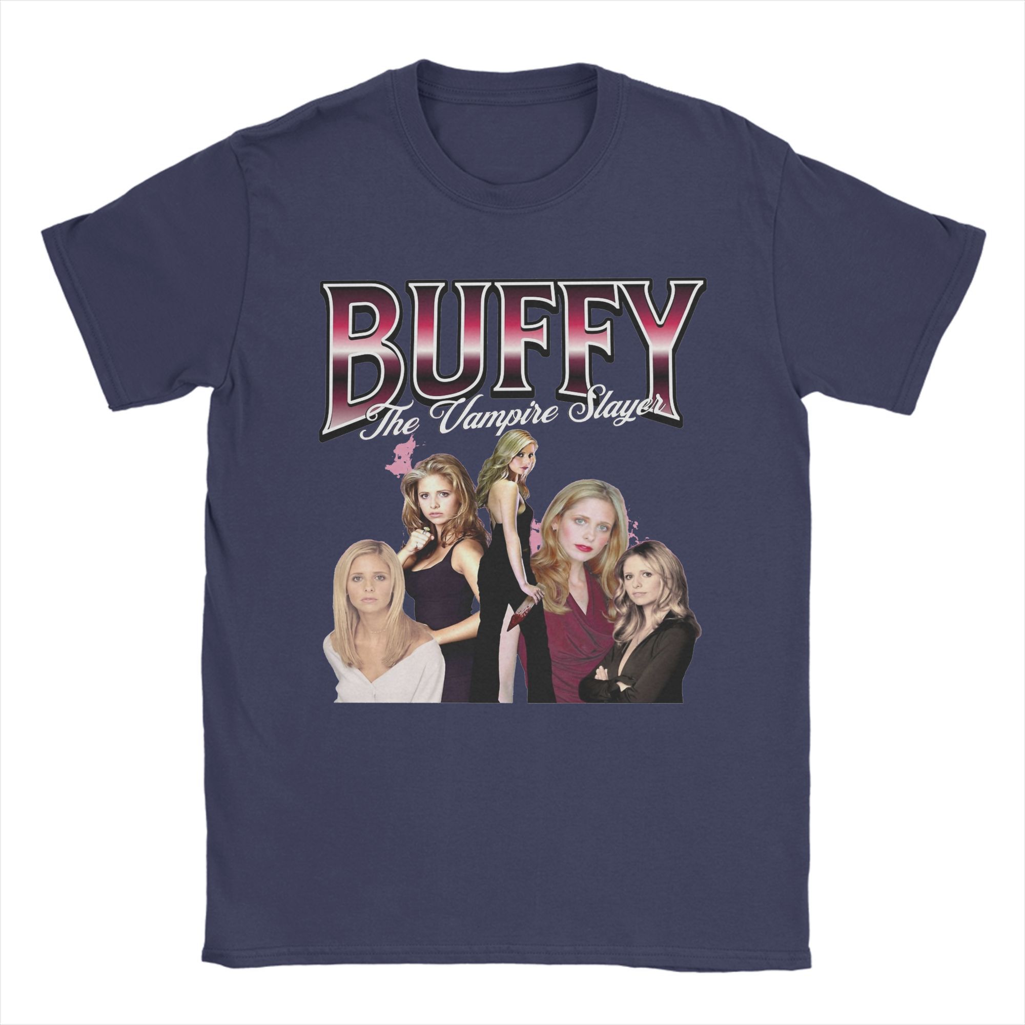 

Cool Buffy the Vampires Slayer T-Shirts Men Crewneck Pure Cotton T Shirt TV Show Short Sleeve Tees Plus Size Clothes 4XL