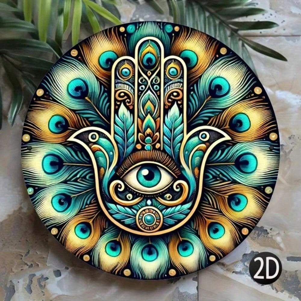 Metal Hamsa Hand Wall Decor Evil Eye Protection Sign Home Art