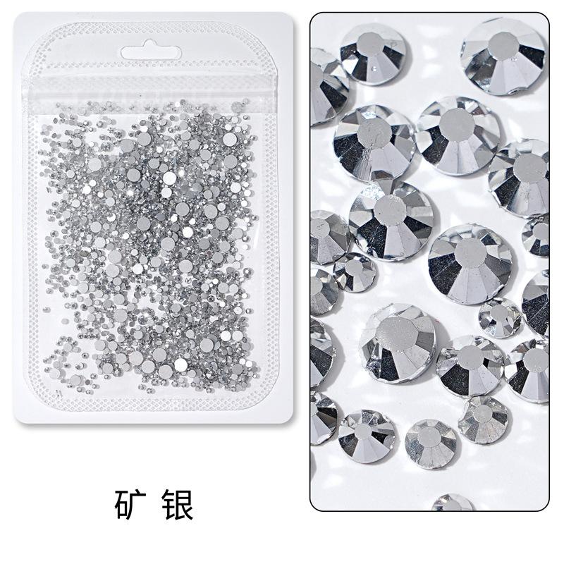 1440 buc, Un pachet întreg de manichiuri colorate, Diamante cu fund plat, Burghie din sticlă de cristal nu pot cădea de pe fund, Bijuterii cu diamante rotunde cu dimensiuni mixte.