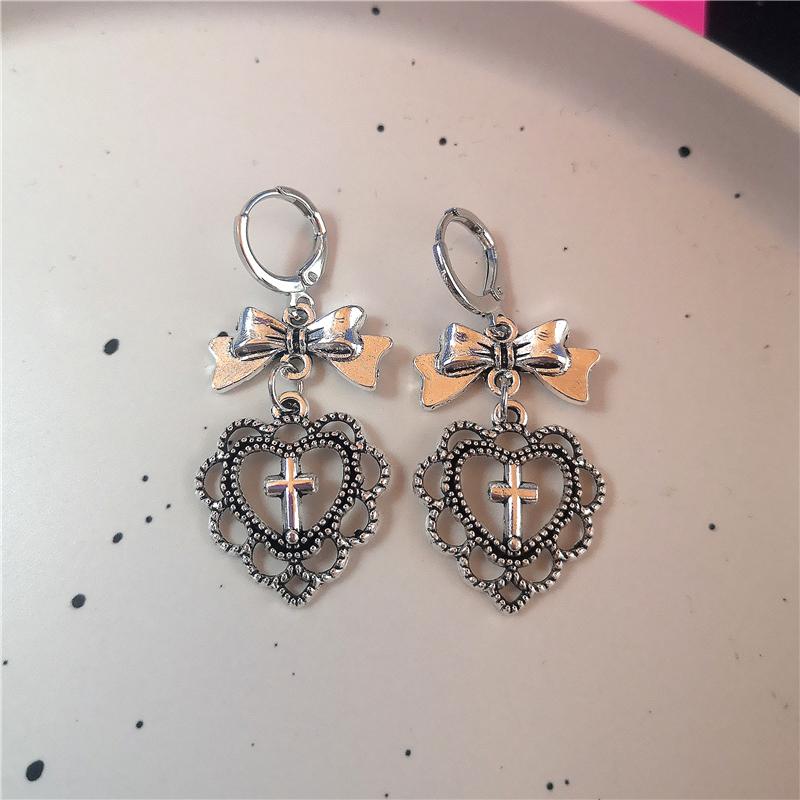 Goth Vintage Süß Schleife Rosa Erdbeere Herz Stern Anhänger Ohrringe Egirl Gothic 2000er EMO Rave Schmuck Scene Zubehör