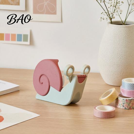 Snail Design Tape Dispenser 3D Printed Dispenser, Universal Packaging Wrapping Holder, Desk Decorative Cutting Tools for Home Office School