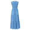 Women's Summer Casual Sleeveless Round Neck High Waist Swing A Line Dress