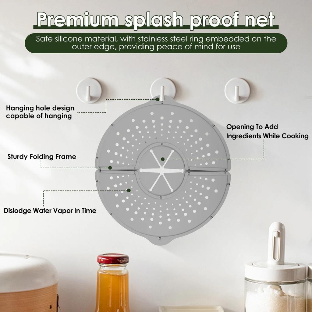 Silicone Kitchen Splatter Screen Foldable Heat-resisting Oil Splash Guard Drain Board Cover Kitchen Frying Pan Lid Kitchen Tools