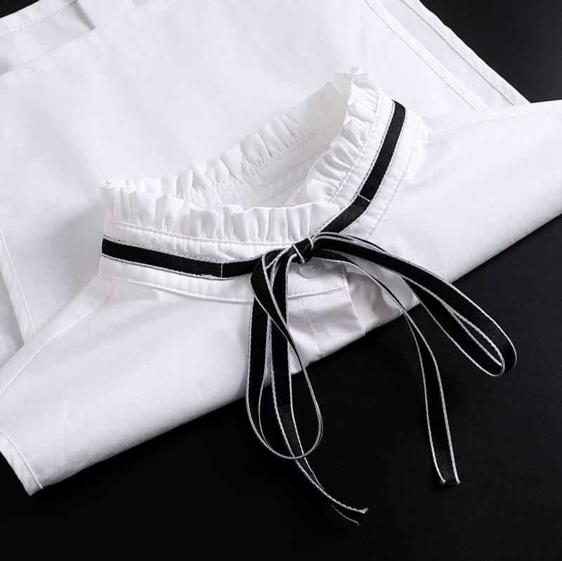 Perfect Match Embroidery Fake Collar Women Lace Detachable Lapel Collar Shirt Top Tie White Ruffles False Collar Woman Removable False Blouse