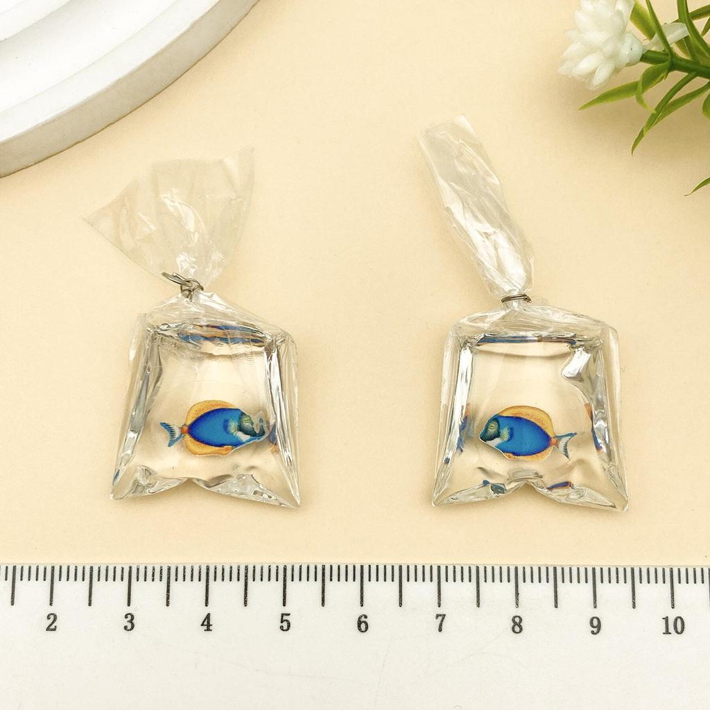 10 Goldfish Water Bag Earrings: Transparent Resin Pendant Jewelry DIY Kit