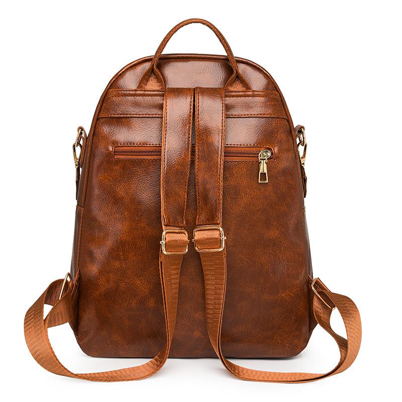 Women's backpack new trendy simple large capacity travel backpack PU vintage backpack