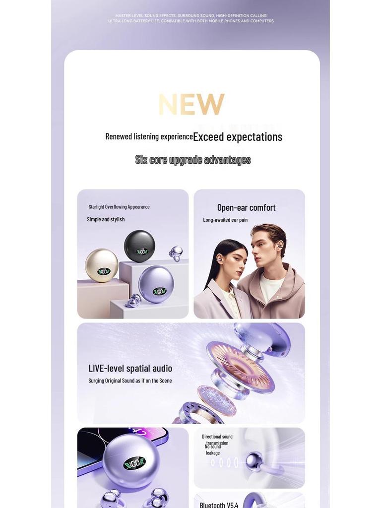 Q71 Bluetooth Earclip: Bone Conduction, High-Quality Sound, Noise Reduction, Long Battery Life, Universal Sports Model.