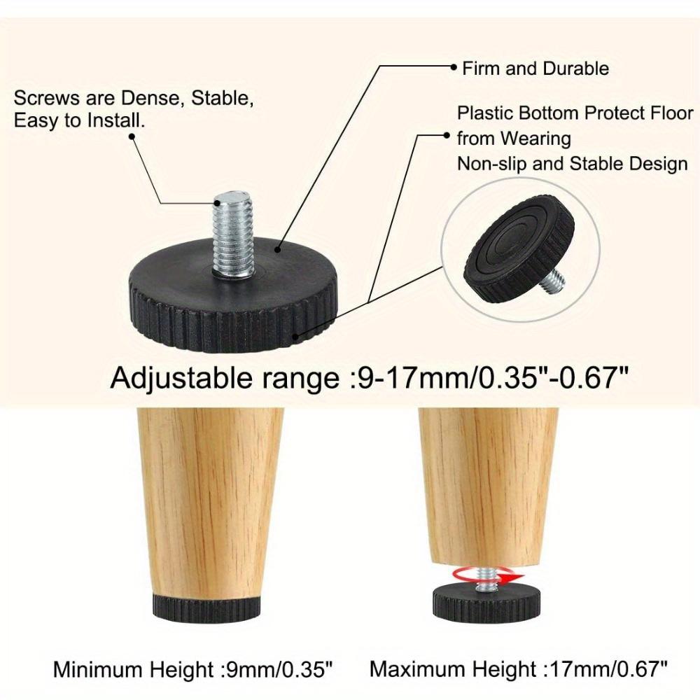 16pcs Set Leveling Feet Adjustable Leveler Floor Protector for House Furniture Chair Table Cabinet Leg 4 Pack
