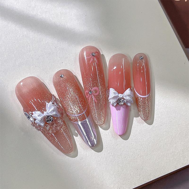 50Pcs Pearlescent 3D Nail Art Bow Charm For Nails Decoration Design Kawaii Manicure Accessories Bow-Knot Diy Craft Supplies