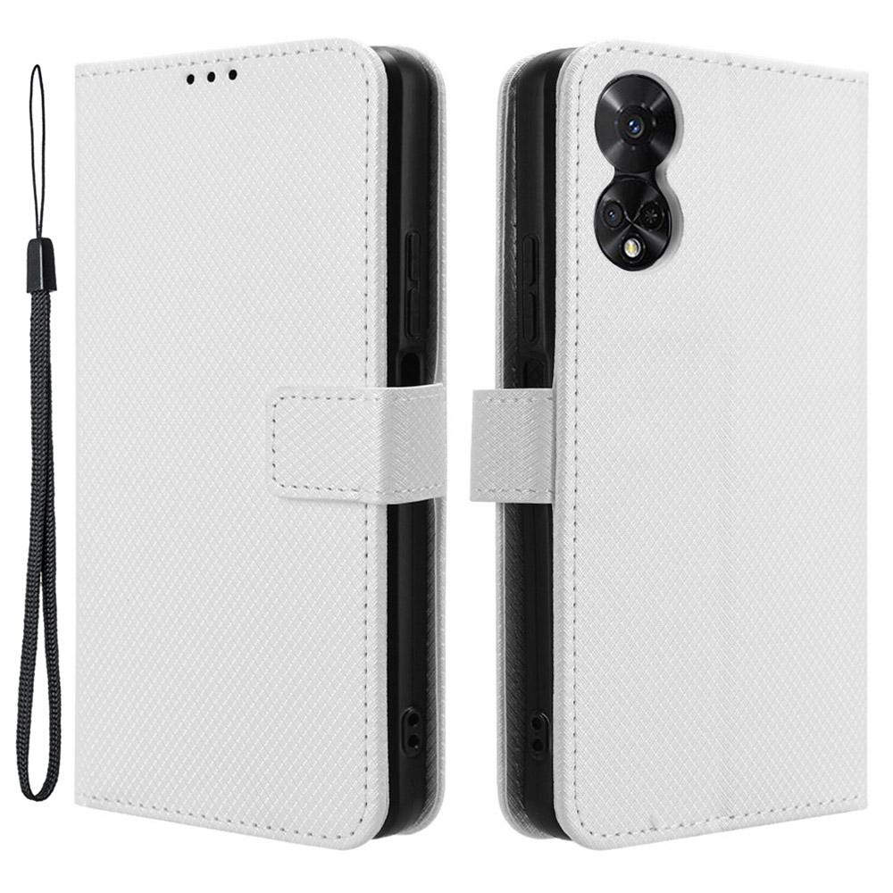 For TCL 50 5G Case Diamond Texture Leather Full Wrapped Phone Cover with Wrist Strap
